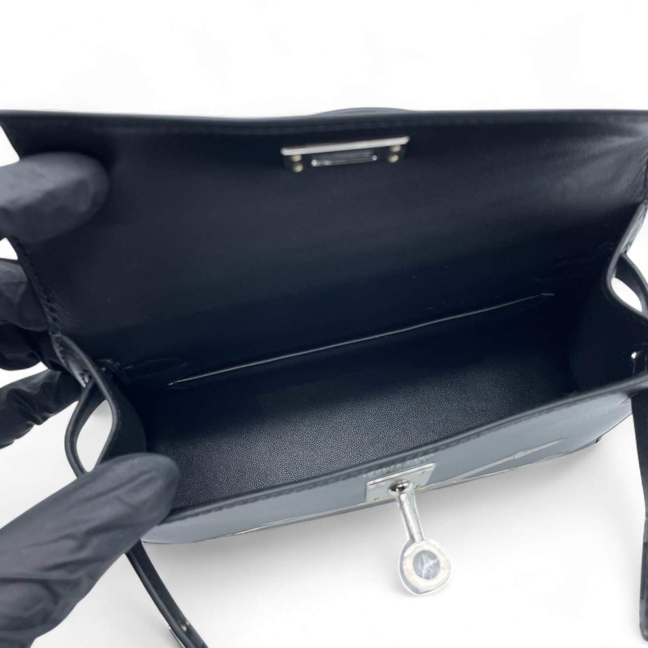 エルメス ミニケリー シュヴァル・ド・ボワ ノワール タデラクト シルバー金具 W刻印