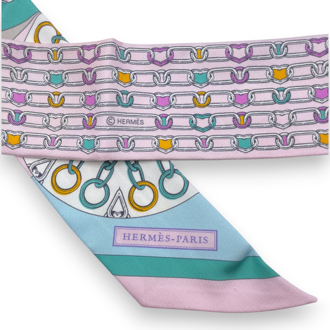 エルメス ツイリー カレイドスコープ・エフェクト ピンク/ターコイズ/マルチカラー シルク100％