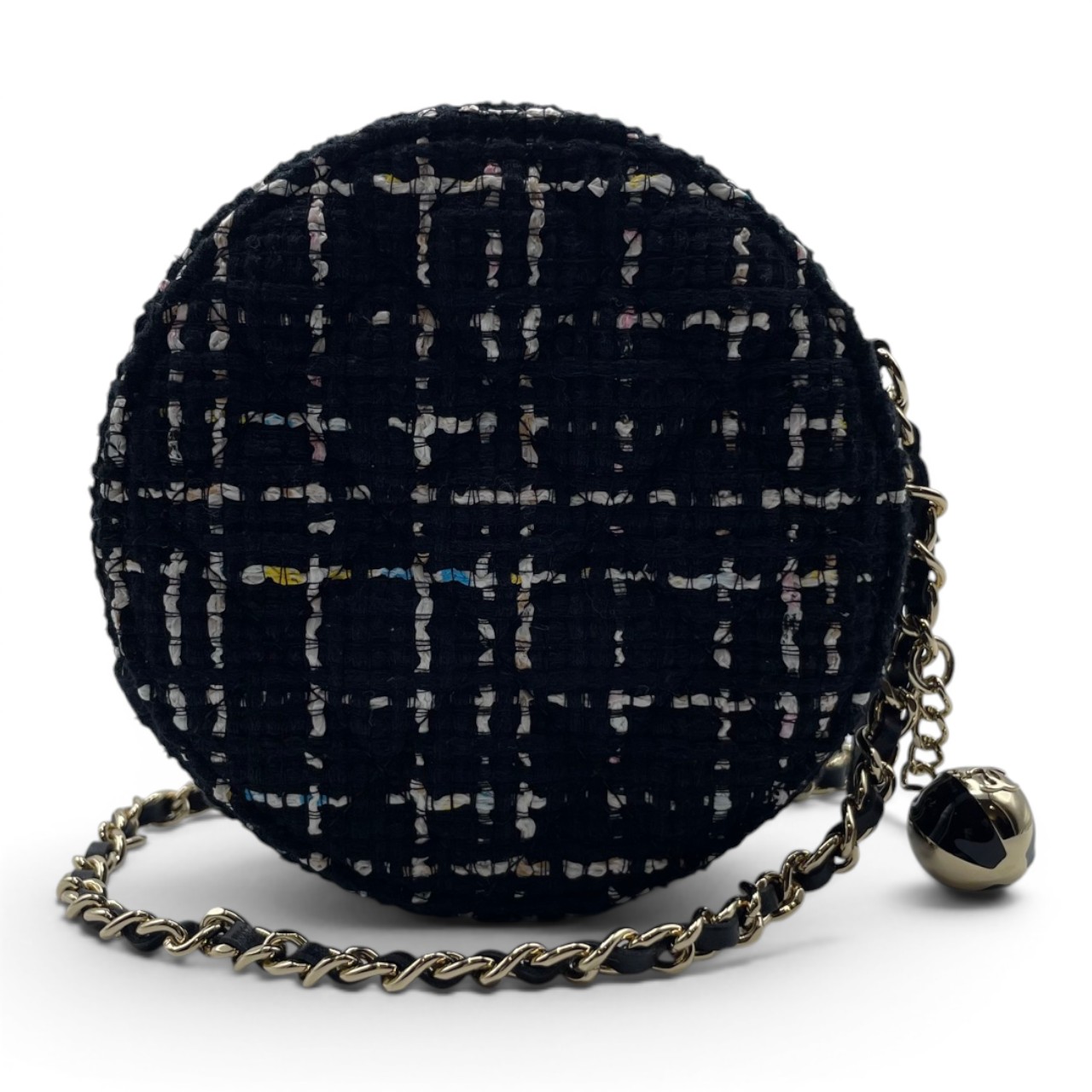 CHANEL ツイード ショルダーバッグ ブラック シャネル ツイードチェーン ショルダーバッグ W12 ブラック/ホワイト