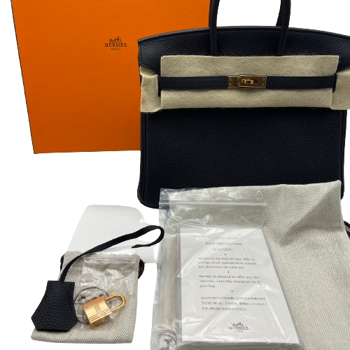 エルメス バーキン25 ノワール トゴ ローズゴールド金具 D刻印