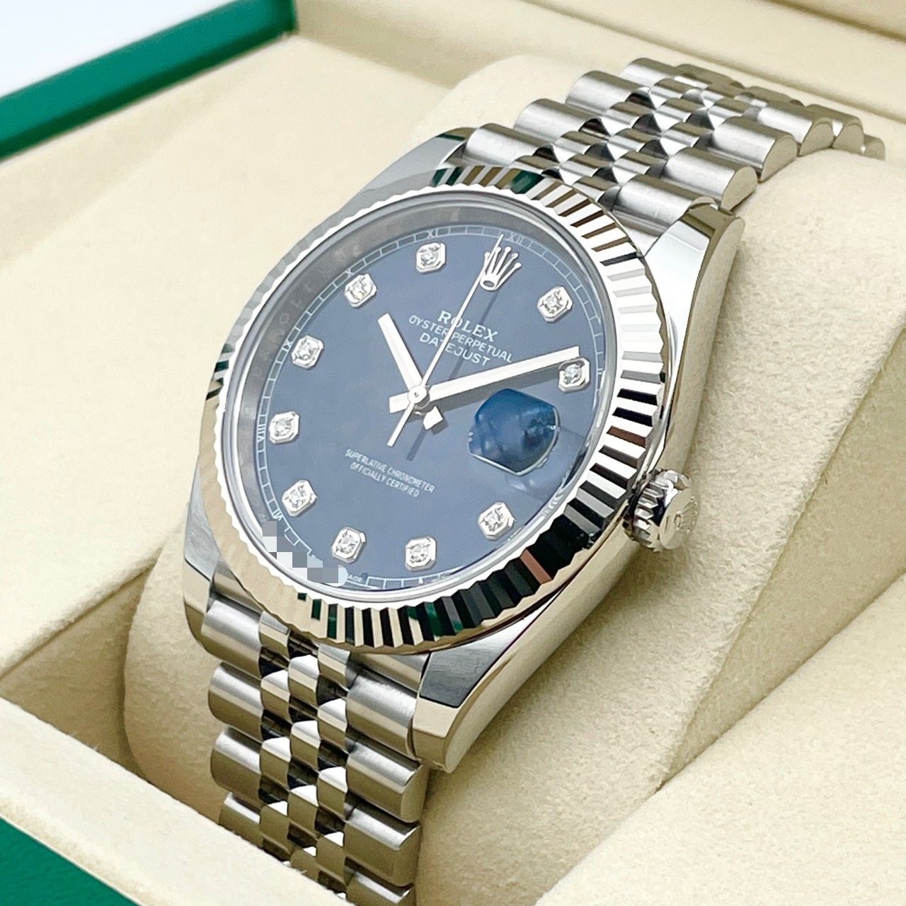 【新箱付属！！】ロレックス デイトジャスト 126334 ブルー10Pダイヤ ジュビリーブレスレット 41mm