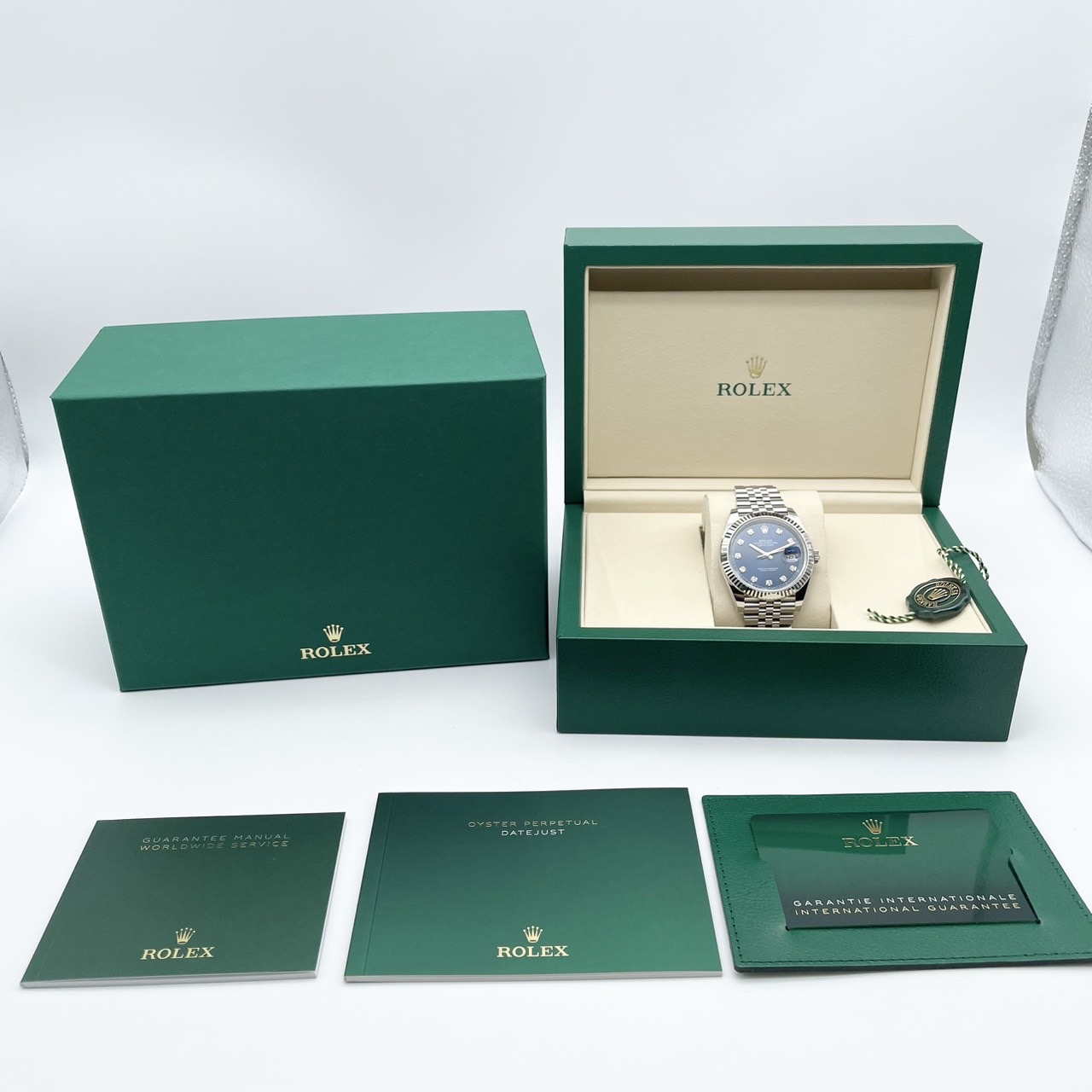 【新箱付属！！】ロレックス デイトジャスト 126334 ブルー10Pダイヤ ジュビリーブレスレット 41mm