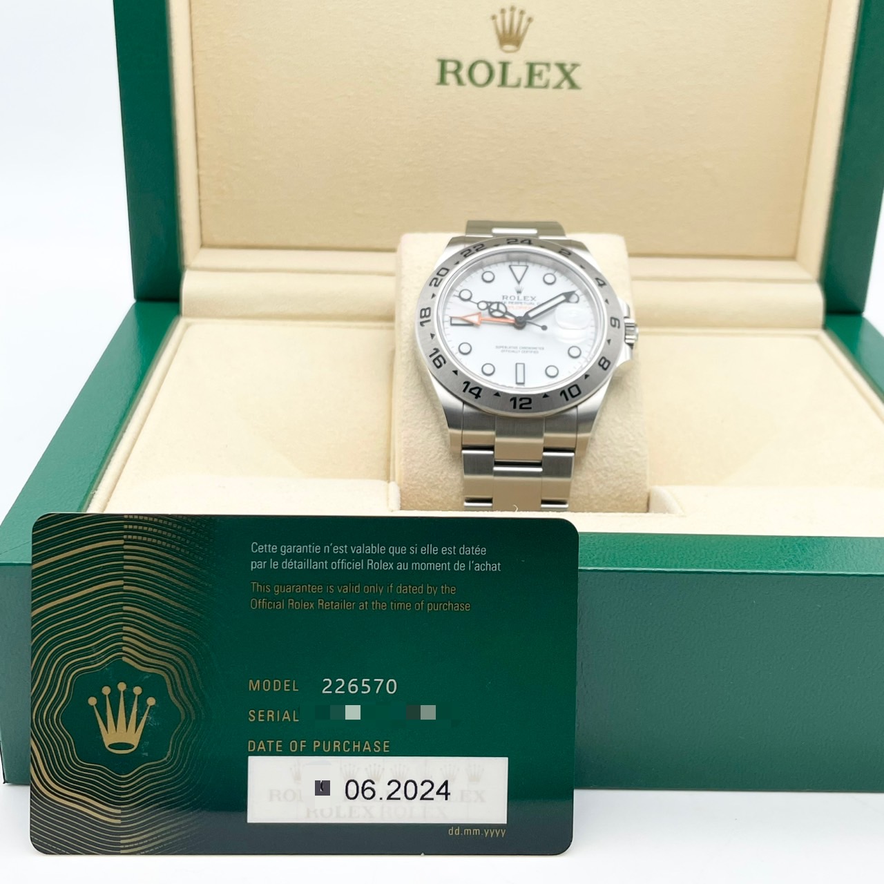 ロレックス エクスプローラーII 226570 ホワイト オイスターブレスレット 42mm