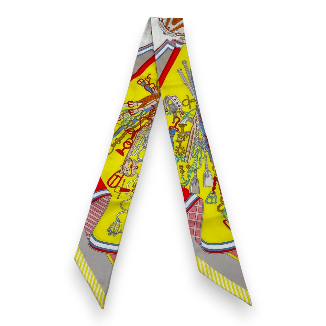 エルメス ツイリー 鞍職人の花束 ジョーヌ・ヴィフ / レッド / マルチカラー シルク100％