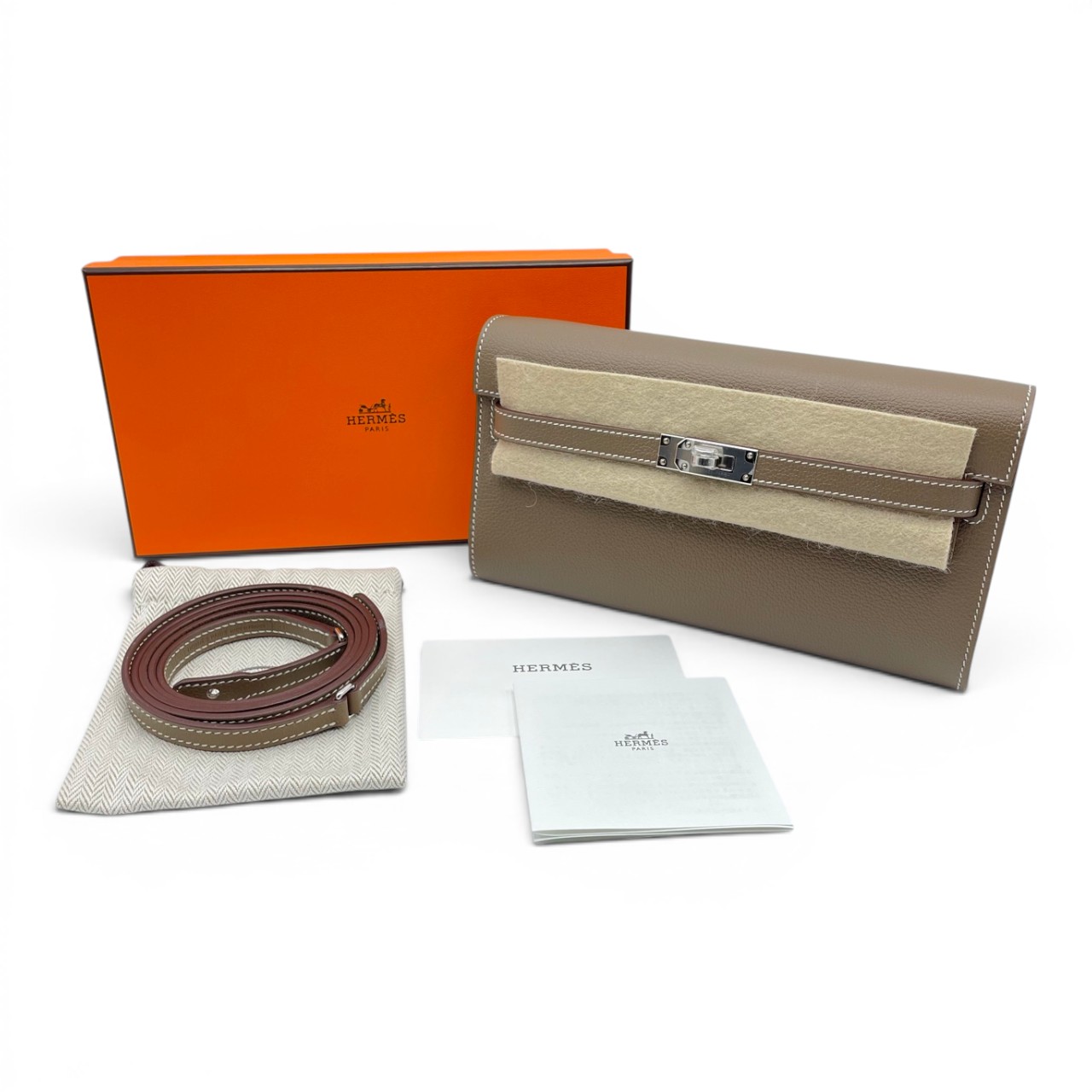 エルメス ケリートゥーゴー エトゥープ エヴァーカラー シルバー金具 W