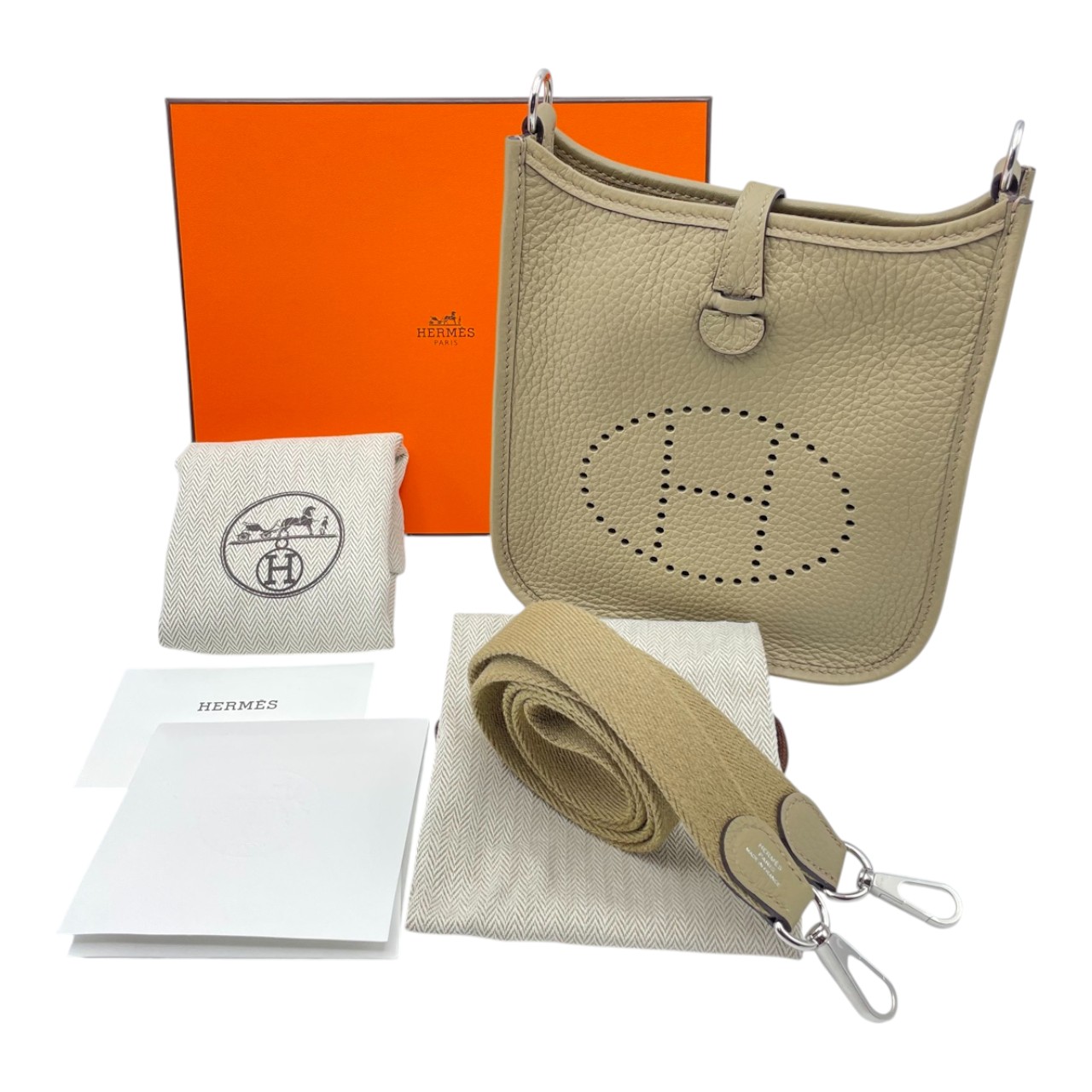 【新品未使用】エルメス ミニ エブリンtpm アマゾーヌ ノアール シルバー W エルメス ミニエヴリン アマゾーヌ TPM エベンヌ トリヨンクレマンス