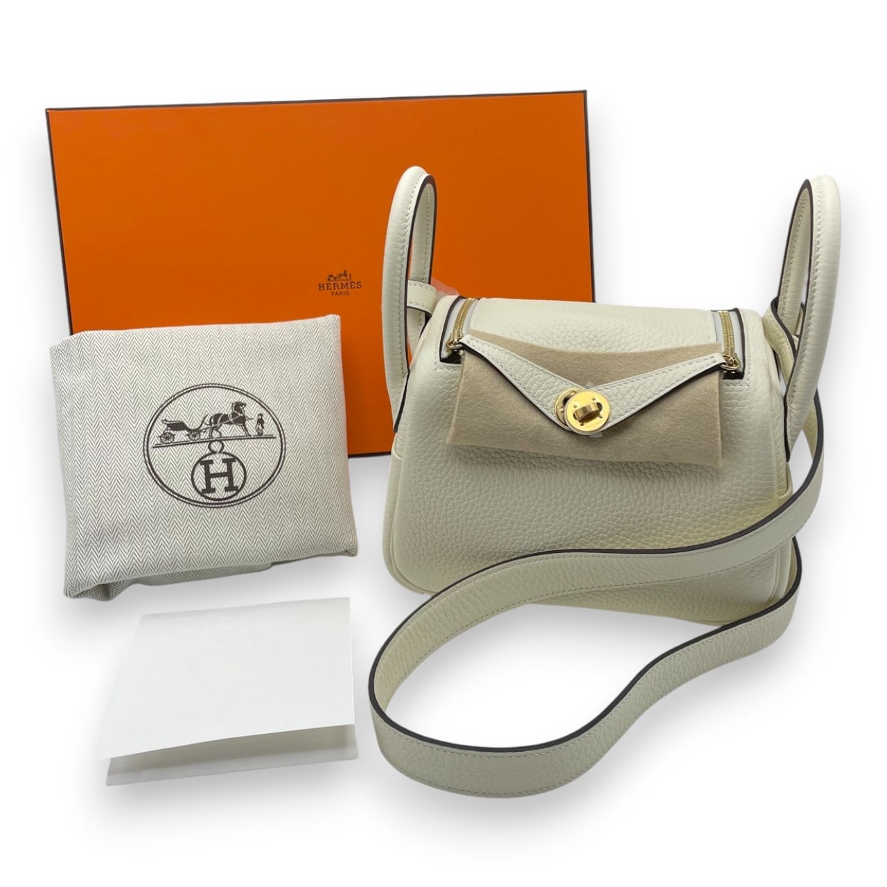 エルメス リンディミニ 20 クレーム トリヨンクレマンス ゴールド金具 K刻印