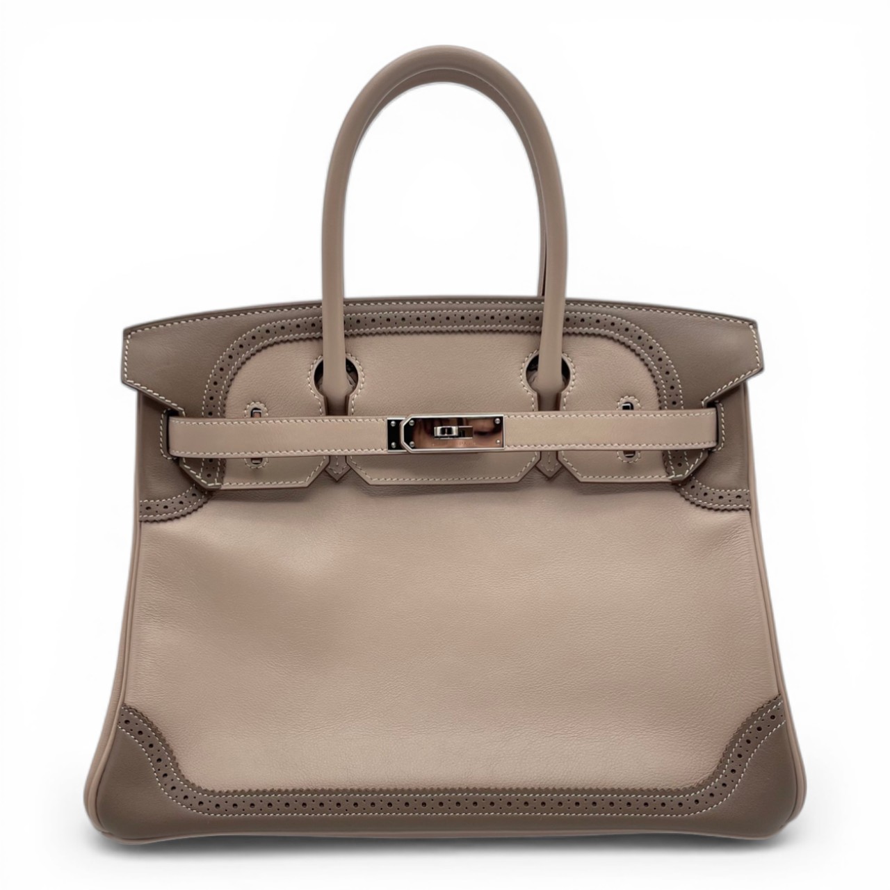 エルメス バーキン ギリーズ 30 アルジル/エトゥープ スイフト シルバー金具 □P刻印