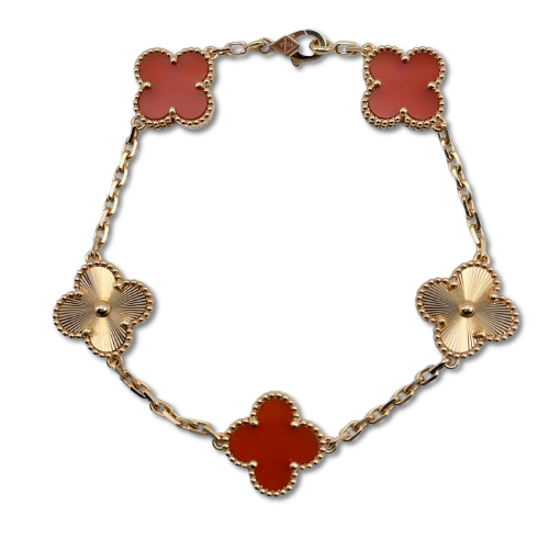 ヴァンクリーフ＆アーペル ヴィンテージアルハンブラ 5モチーフ ブレスレット VCARP7RP00 カーネリアン ローズゴールド