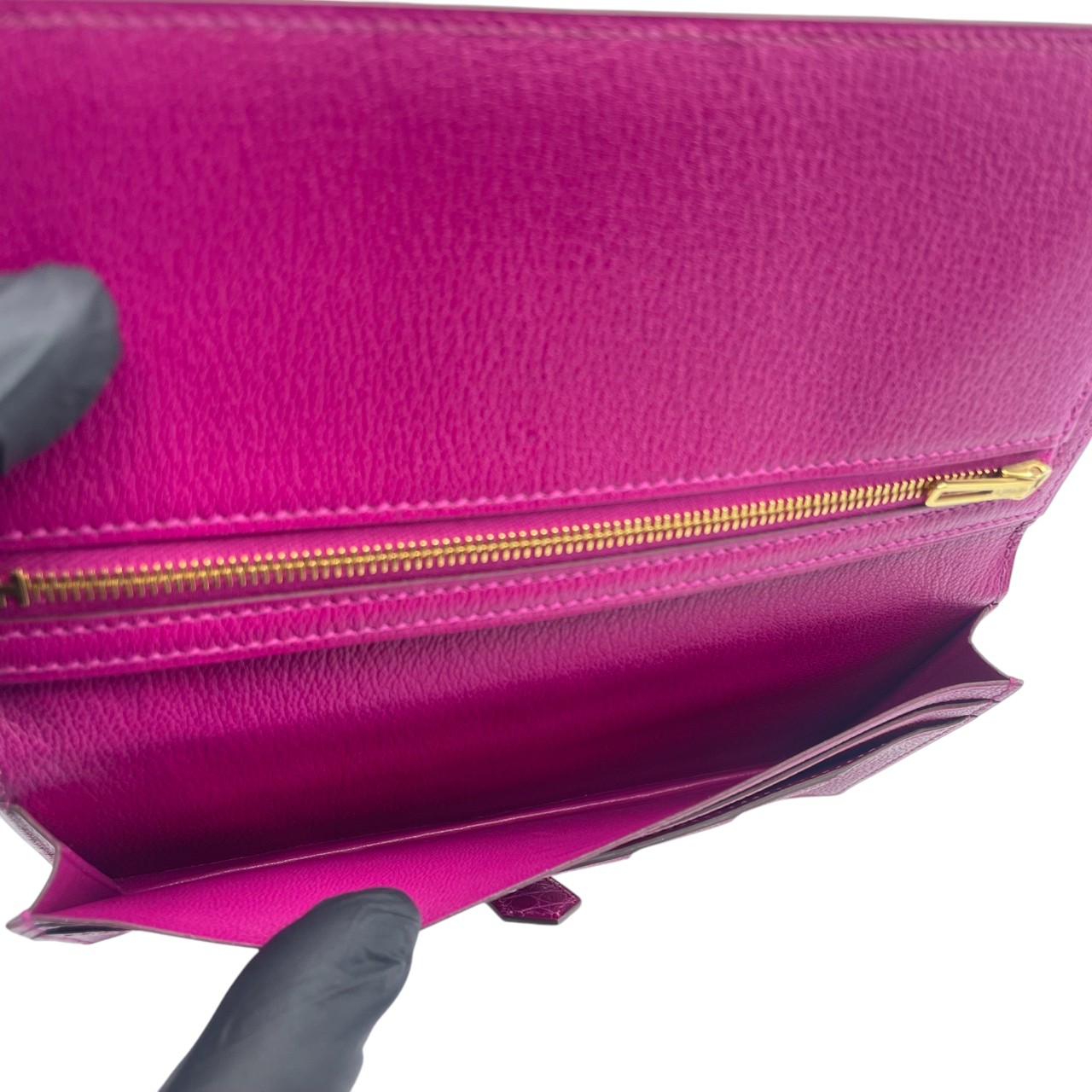 エルメス ベアンスフレ ローズシェヘラザード アリゲーター ゴールド金具 □P刻印