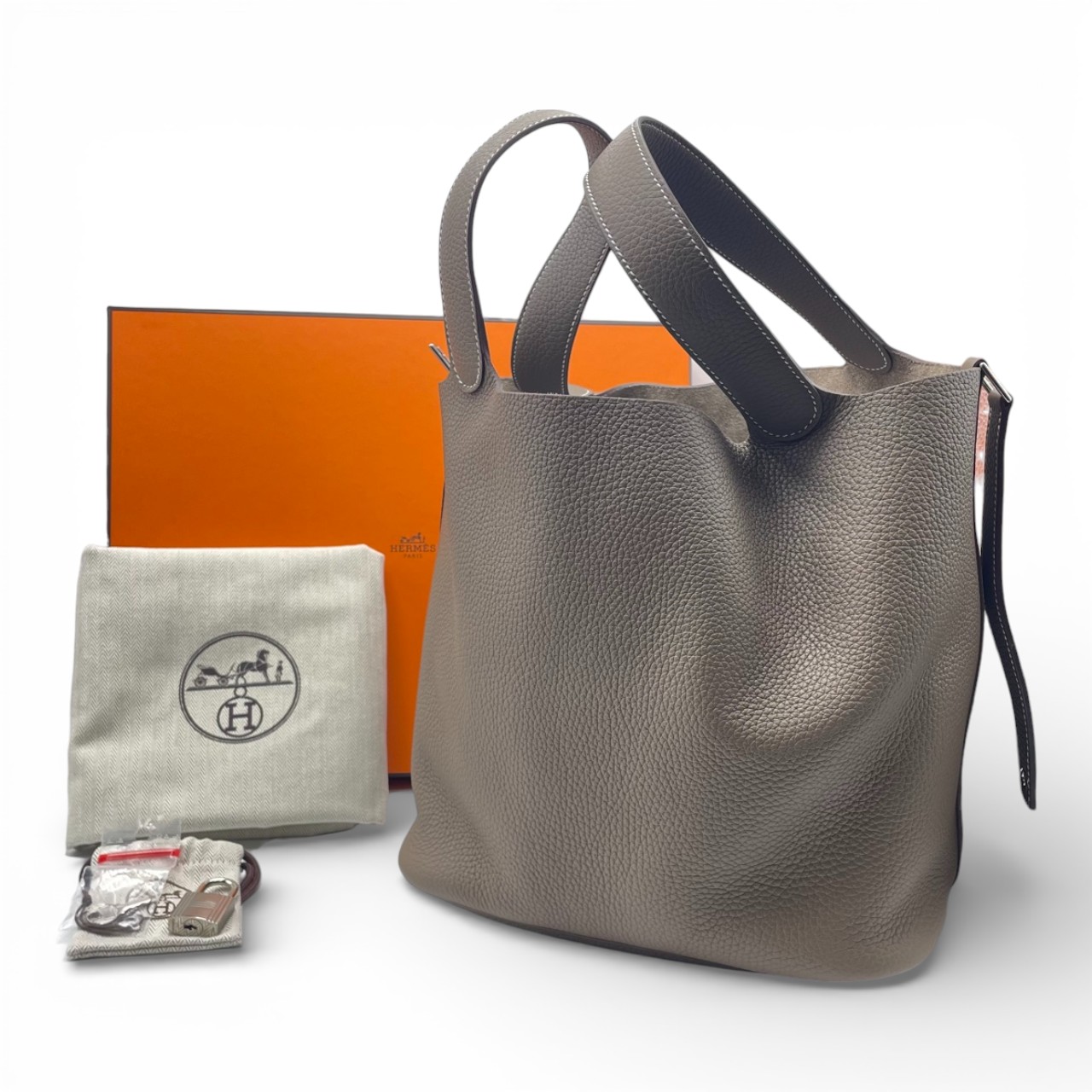 エルメス ピコタンロック GM エトゥープ トリヨンクレマンス シルバー金具 U刻印