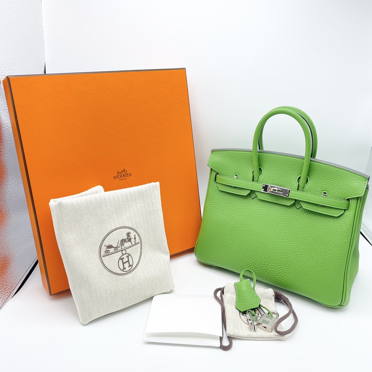 エルメス バーキン25 ヴェールユッカ トゴ シルバー金具 B刻印