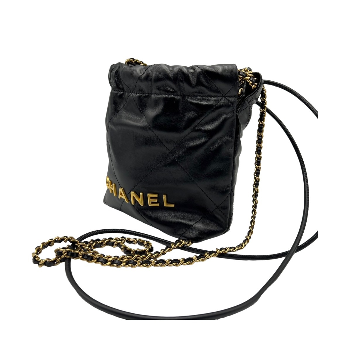 CHANEL シャネル22 チェーンショルダー ブラック カーフスキン