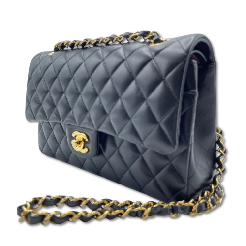 シャネル マトラッセ W25 ブラック ラムスキン ゴールド金具