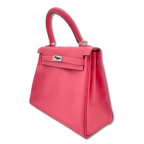 エルメス ケリー 25 ローズアザレ スイフト シルバー金具 B刻印