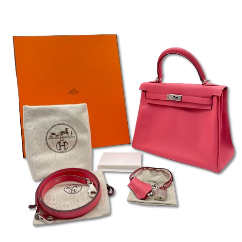 エルメス ケリー 25 ローズアザレ スイフト シルバー金具 B刻印