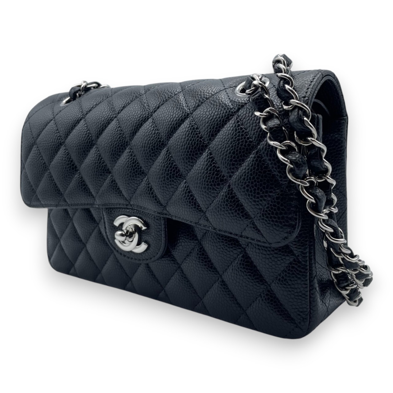 シャネル マトラッセ W23 ブラック キャビアスキン シルバー金具