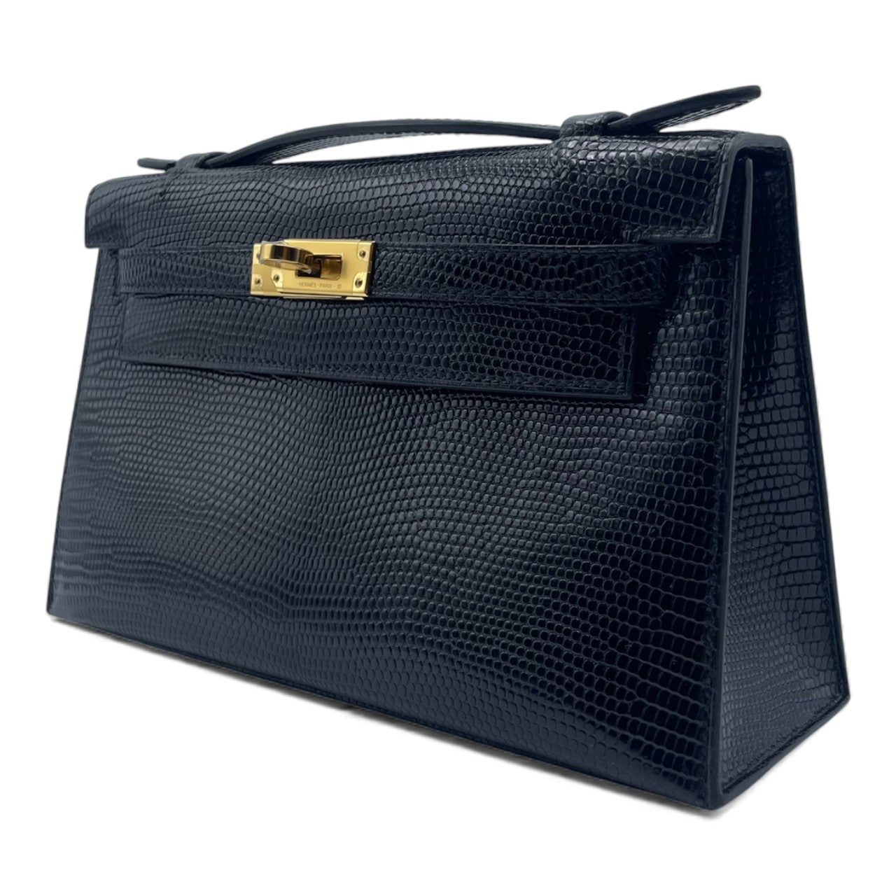エルメス ポシェットケリー 22 ノワール リザード ゴールド金具 W刻印