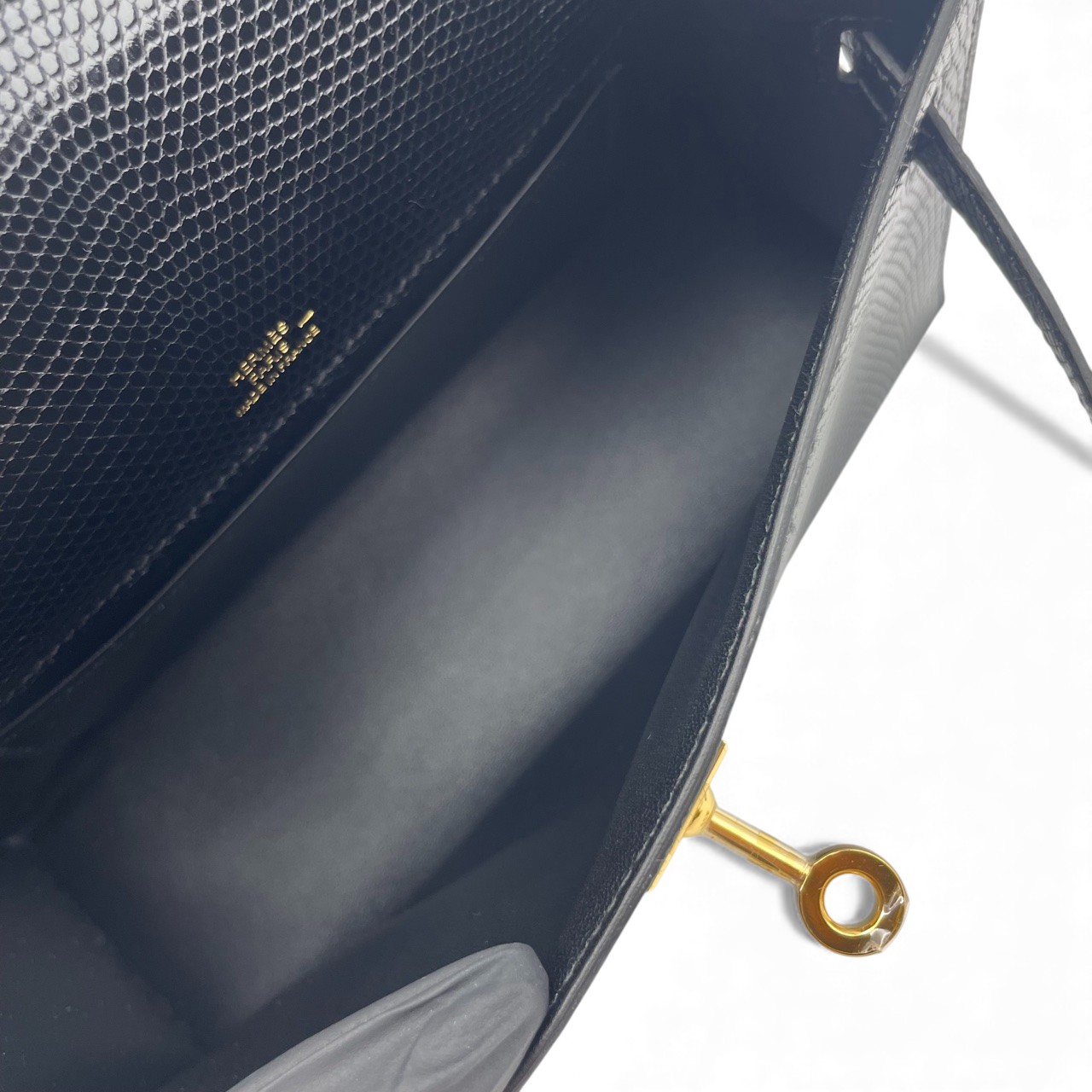 エルメス ポシェットケリー 22 ノワール リザード ゴールド金具 W刻印