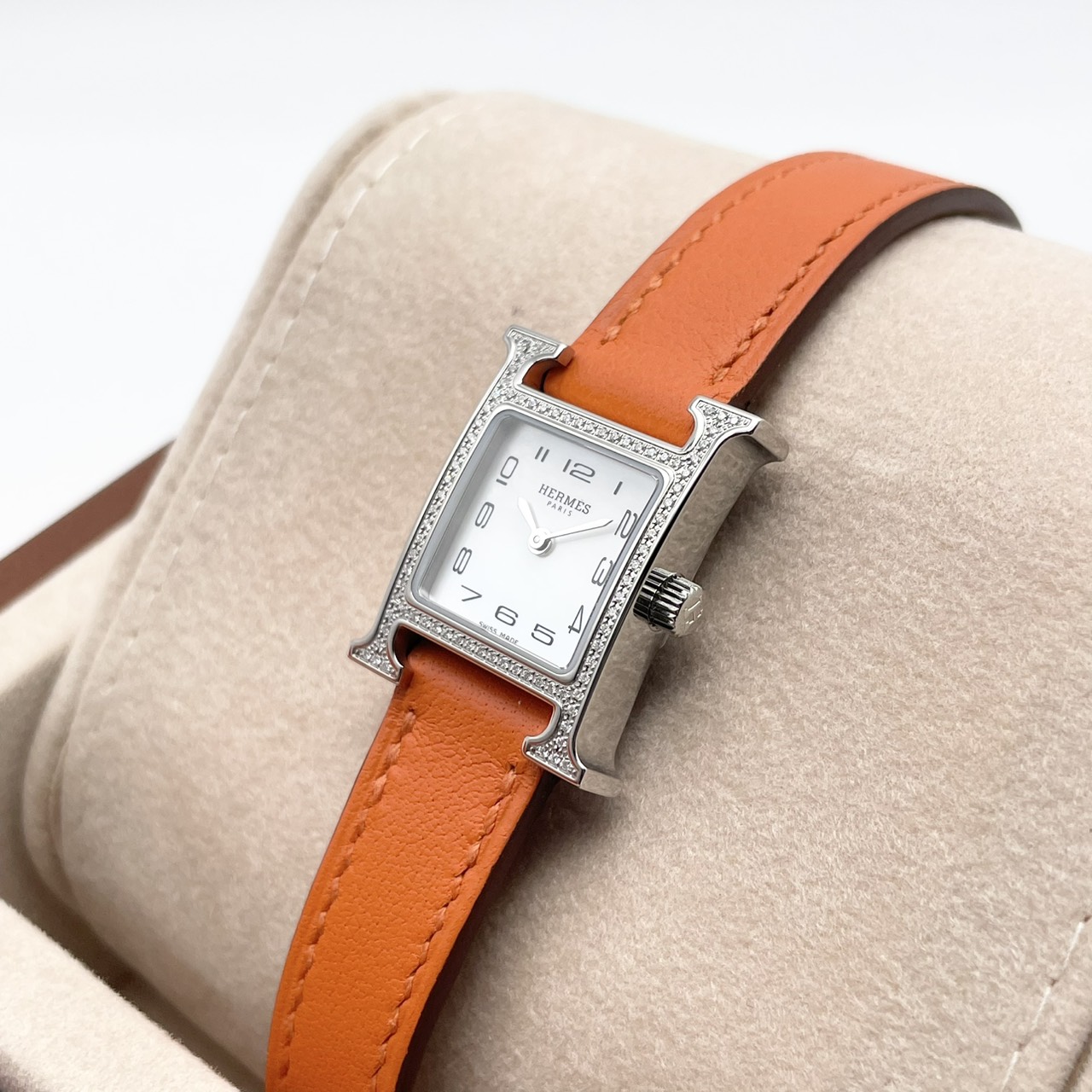 エルメス Hウォッチ HH1.131 ミニ ベゼルダイヤ ステンレス シェル 21mm