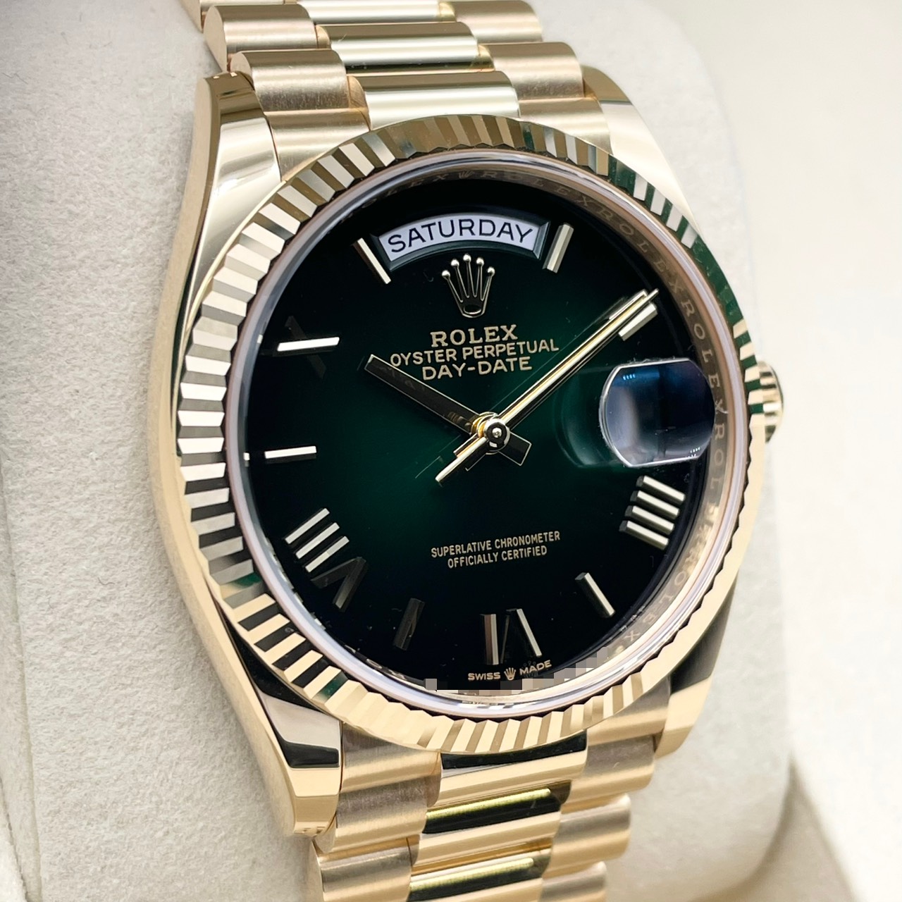 【保証書日付2026年2月】ロレックス デイデイト 128238 グリーンオンブレ 36mm
