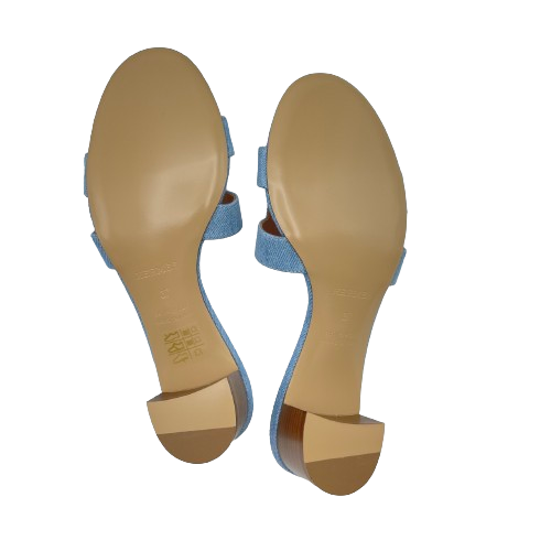 エルメス オアジス サンダル 37 ブルークレール デニム 24cm