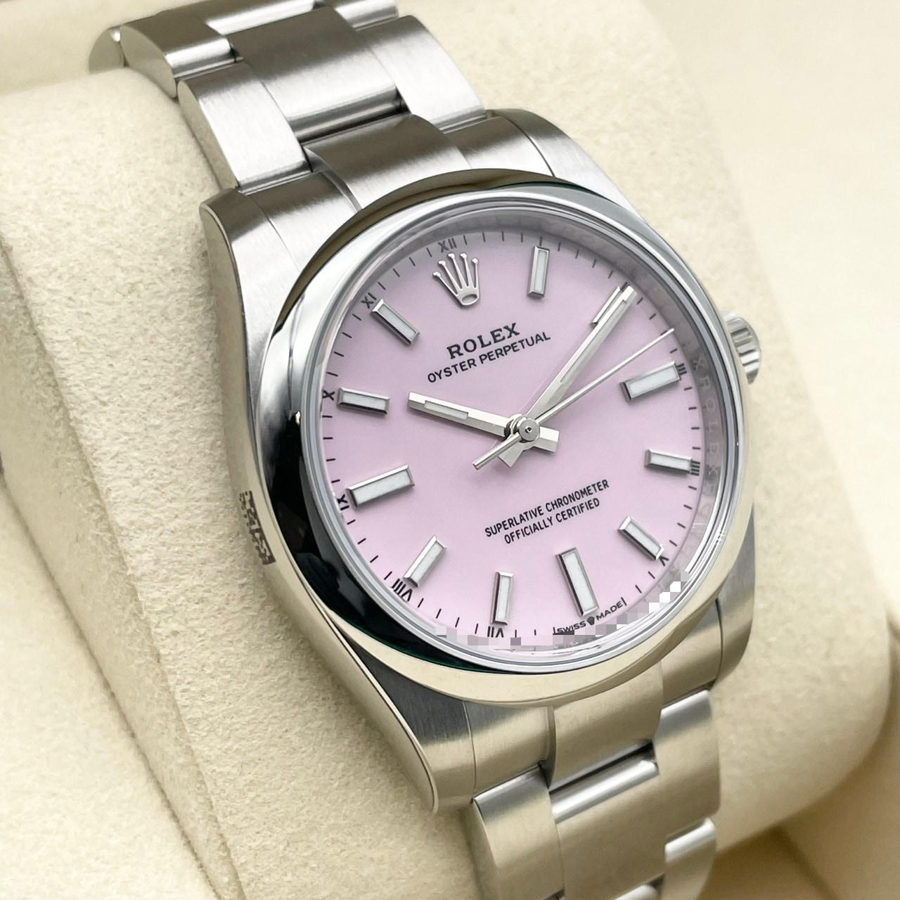 ロレックス オイスターパーペチュアル 124200 キャンディピンク オイスターブレス 34mm