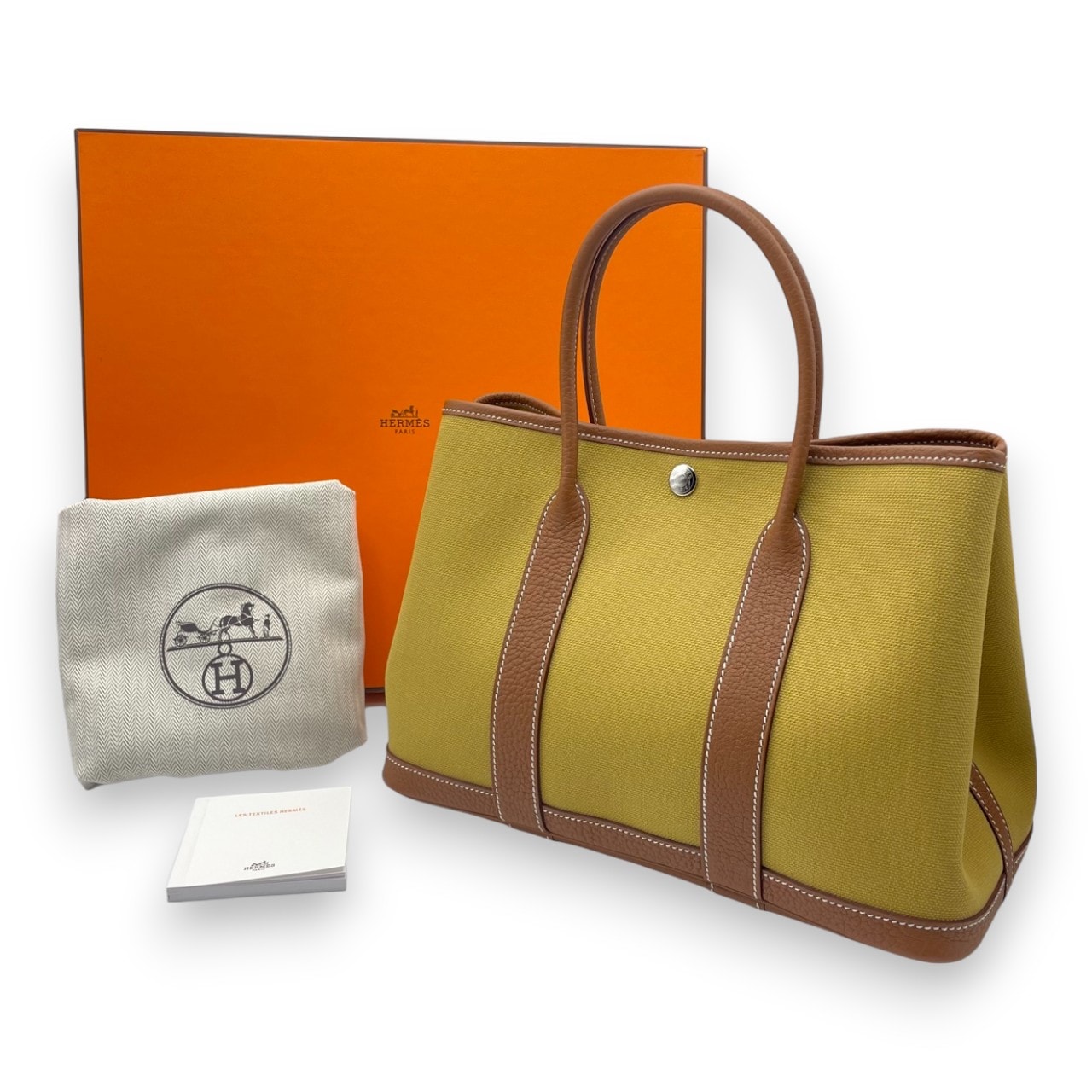 エルメス ガーデンパーティ TPM ジンジャー/ゴールド トワルミリタリー/ネゴンダ シルバー金具 B刻印