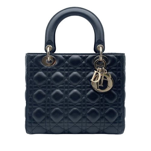 クリスチャン・ディオール レディ・ディオール ミディアム ブラック ラムスキン ゴールド金具　