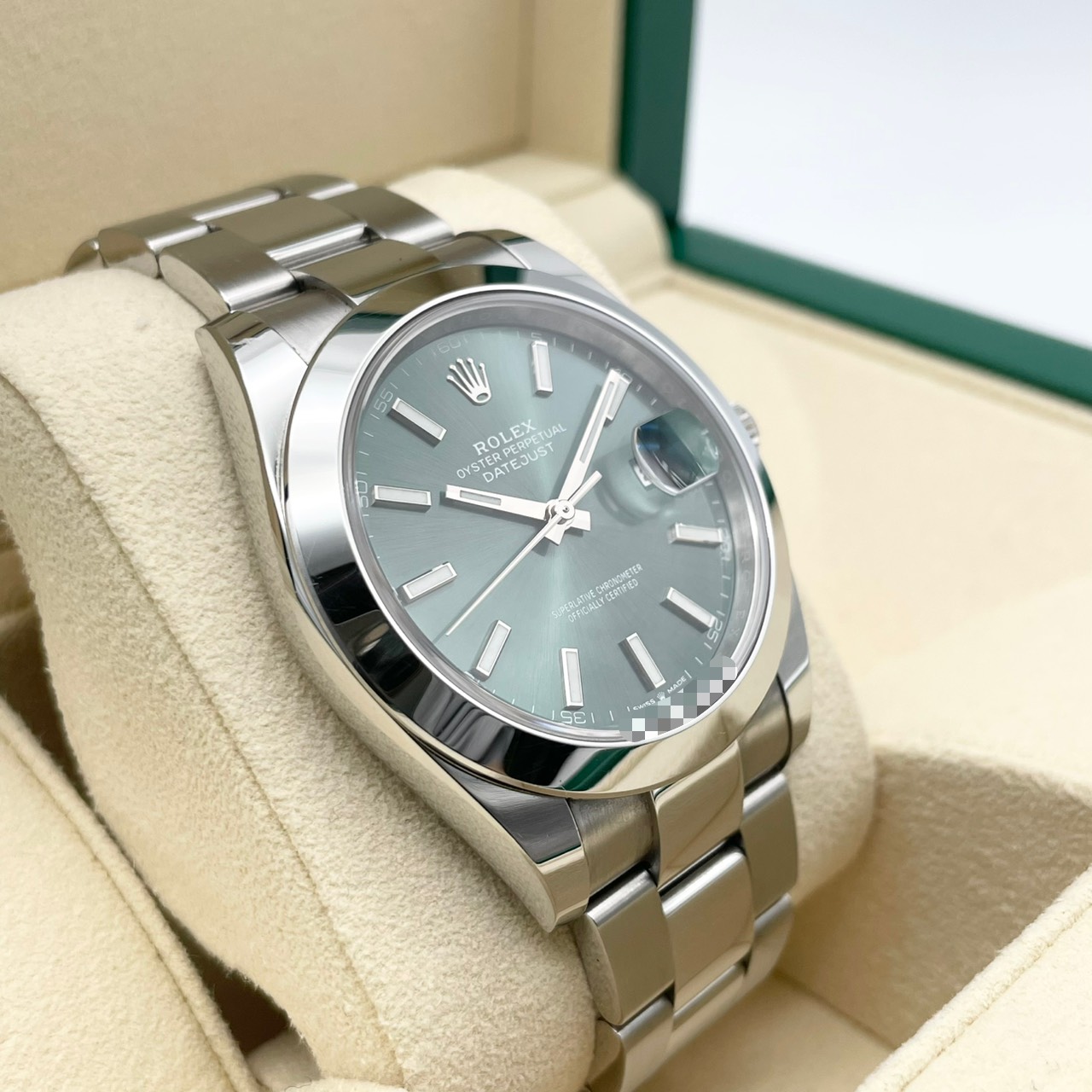 ロレックス デイトジャスト 126300 ミントグリーン オイスターブレスレット 41mm