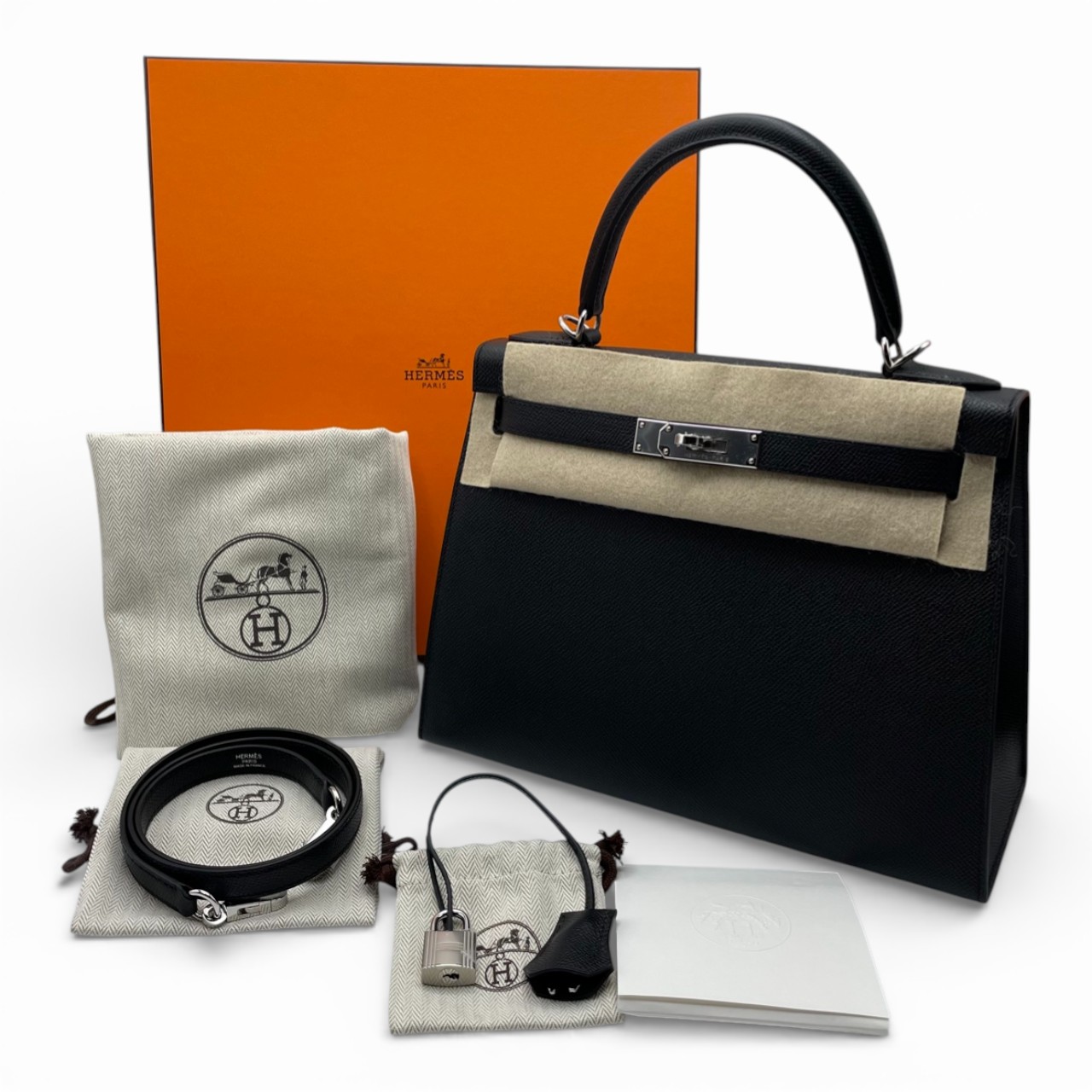 エルメス ケリー 28 ノワール エプソン シルバー金具 K刻印 - ブランド