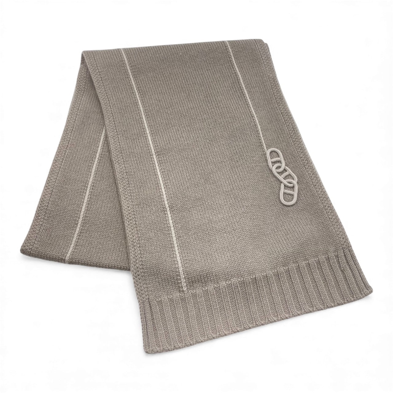 エルメス ニットマフラー マイヨン・トラセ 30×180 ベージュ カシミヤ