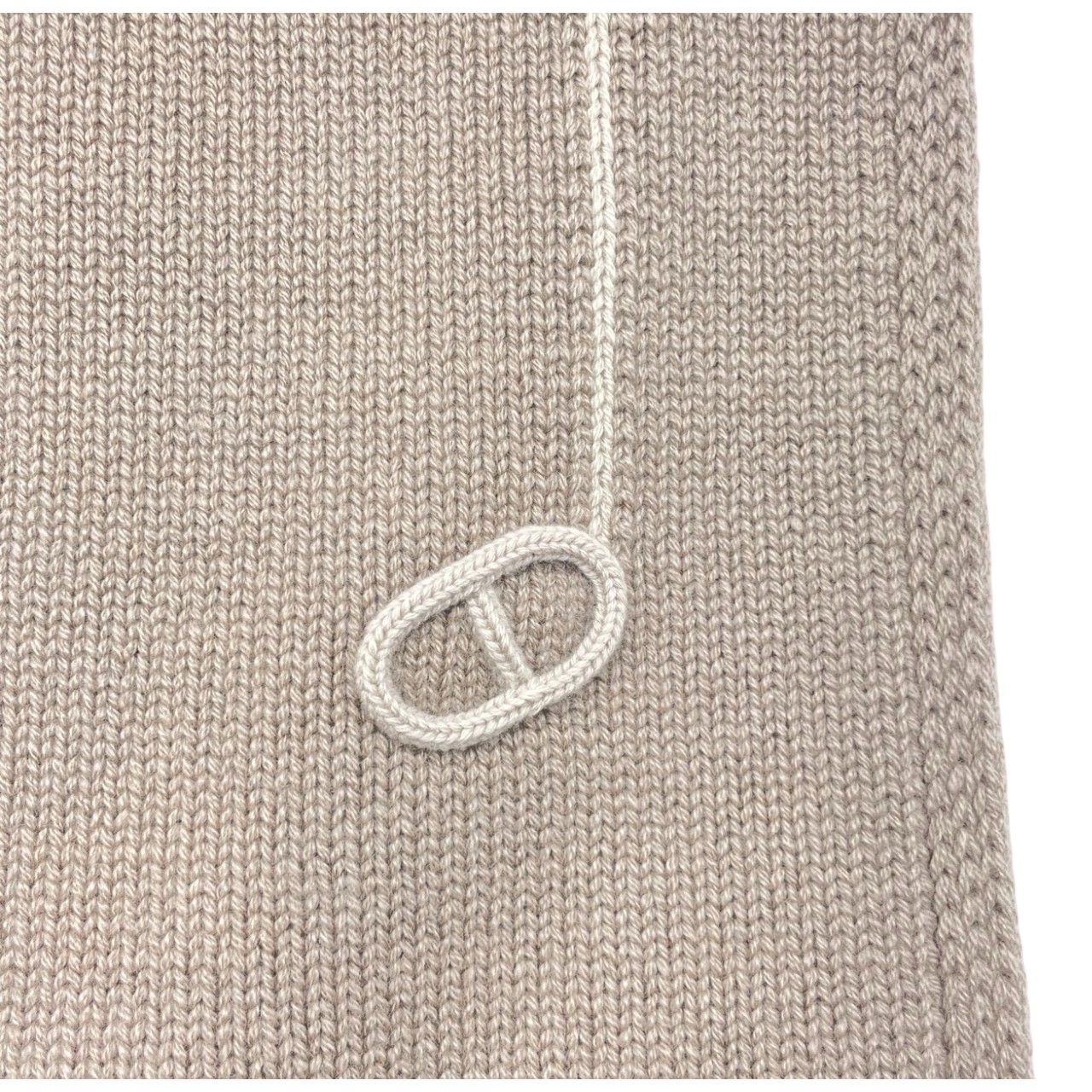 エルメス ニットマフラー マイヨン・トラセ 30×180 ベージュ カシミヤ