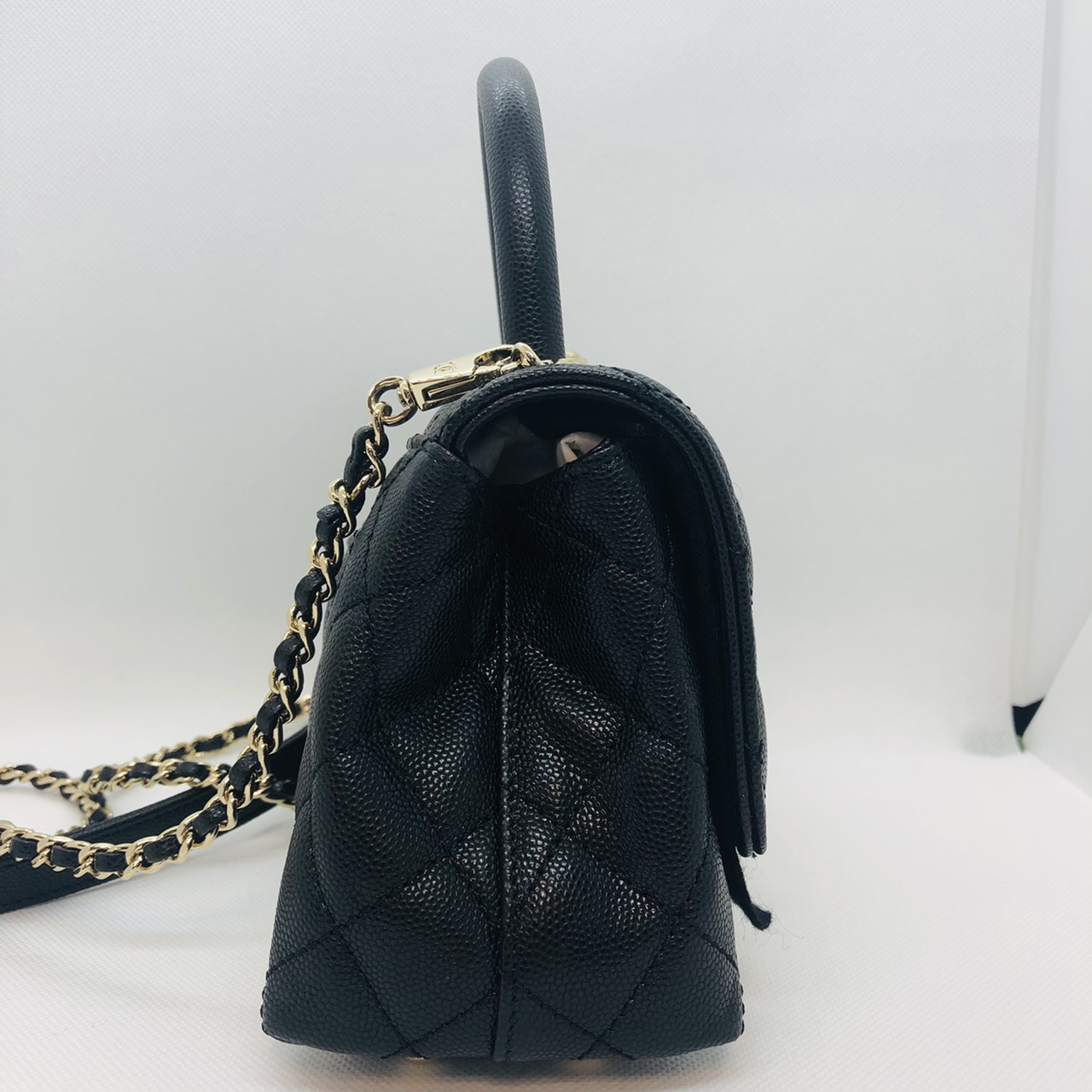 【美品】シャネル トップハンドル ミニマトラッセ ネイビー トップハンドル シャネル バッグ
