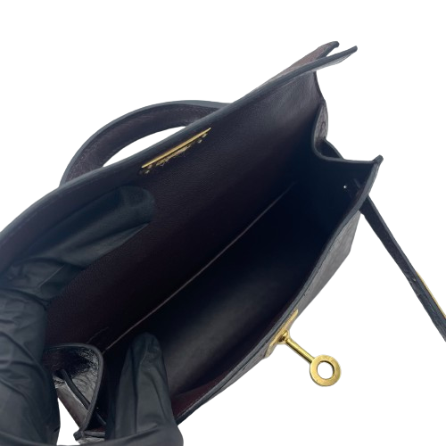 エルメス ミニケリー 20 ルージュセリエ オーストリッチ ゴールド金具 U刻印