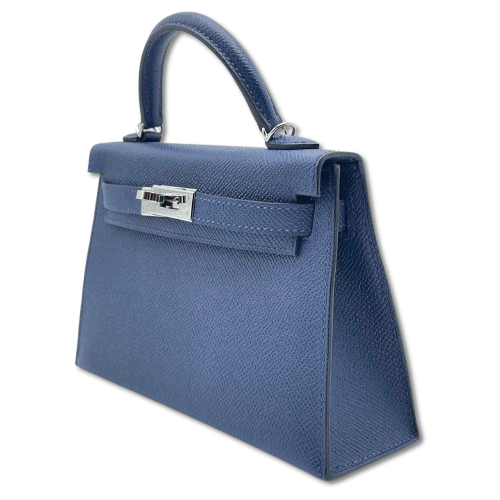 【現金特価】エルメス ミニケリー ブルーネイビー エプソン シルバー金具 B刻印