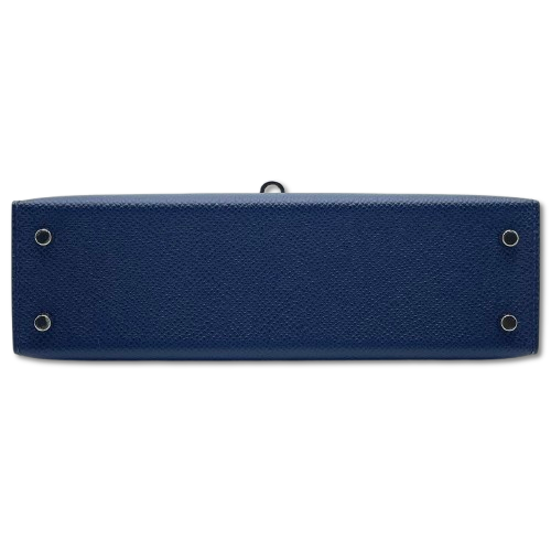 【現金特価】エルメス ミニケリー ブルーネイビー エプソン シルバー金具 B刻印