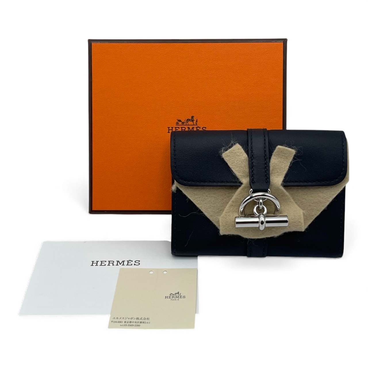 エルメス グレナンコンパクトウォレット ノワール スイフト シルバー