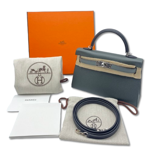 エルメス ミニケリー2 トリコロール セリエ ベールマングローブ/ベールアマンデ/ノワール エプソン シルバー金具 K刻印