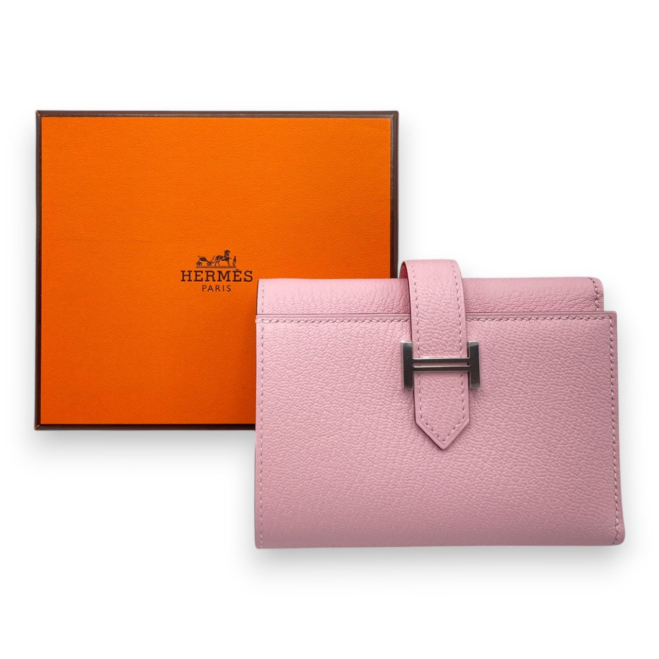 エルメス ベアンコンビネ ローズサクラ シェーブル シルバー金具 K刻印