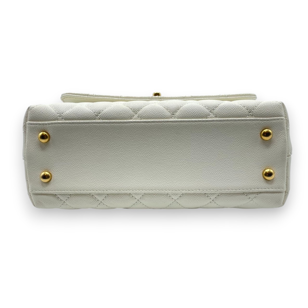 シャネル ココハンドル W24 ホワイト キャビアスキン ゴールド金具