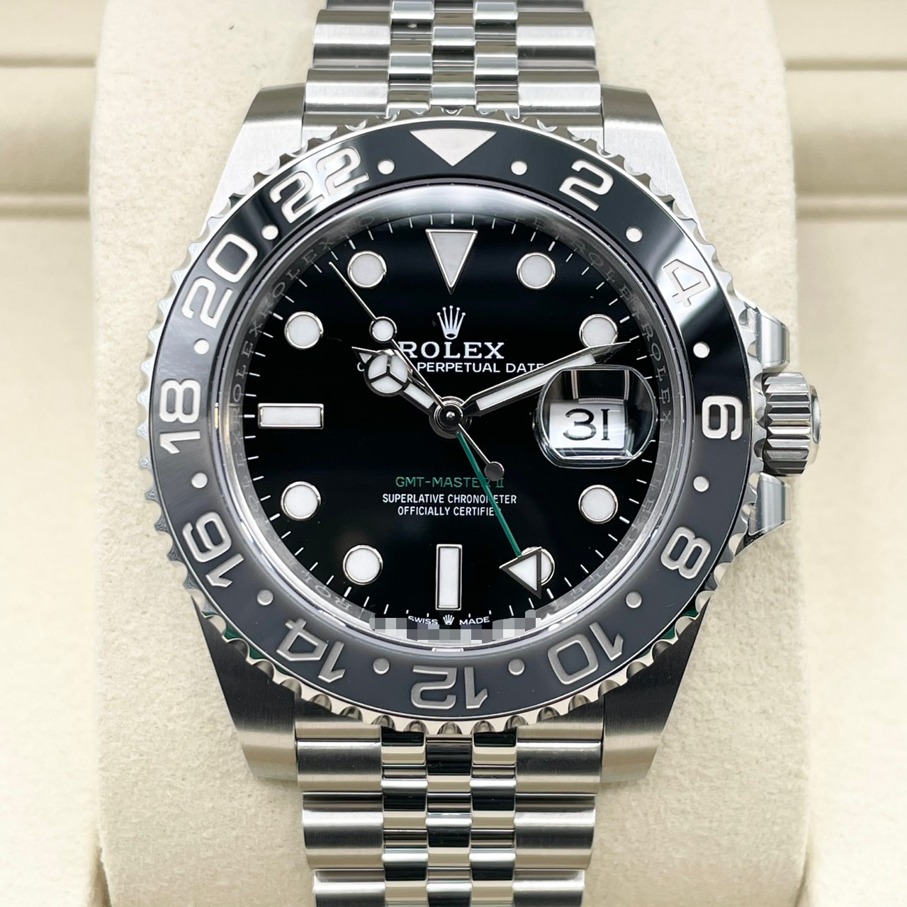 ロレックス GMTマスター2 ウォッチ ジュビリー GMT-Master II 126710BLNR 箱 保証書 SS メンズ時計 ブラック 美品 【未使用】 ロレックス GMTマスターII 126710GRNR ブラック ジュビリーブレス 40mm