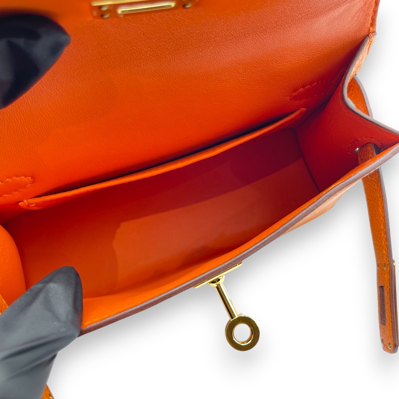 エルメス ミニケリー オレンジ エプソン ゴールド金具 B刻印