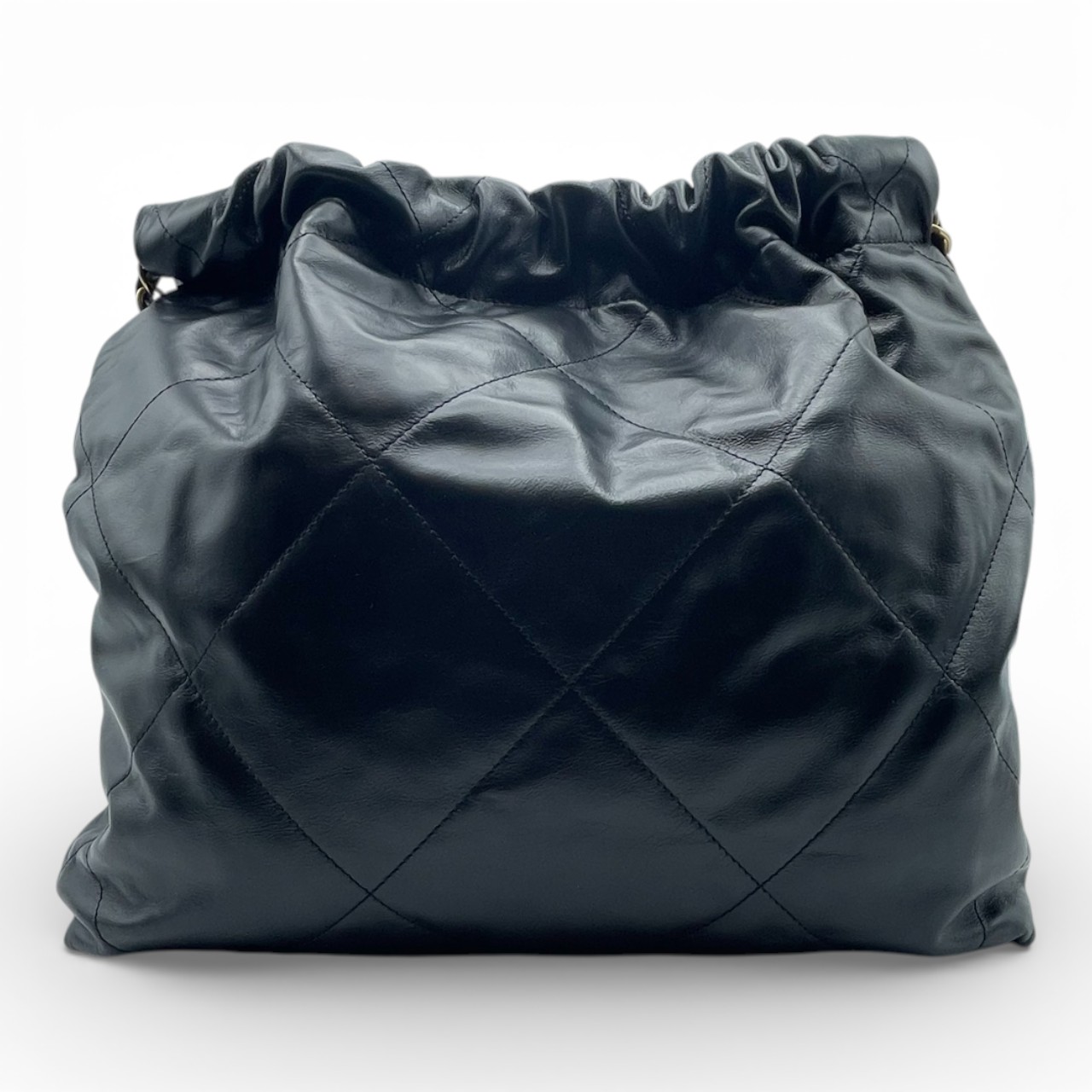 【現金特価】シャネル CHANEL22 スモール ハンドバッグ ブラック カーフスキン ゴールド金具