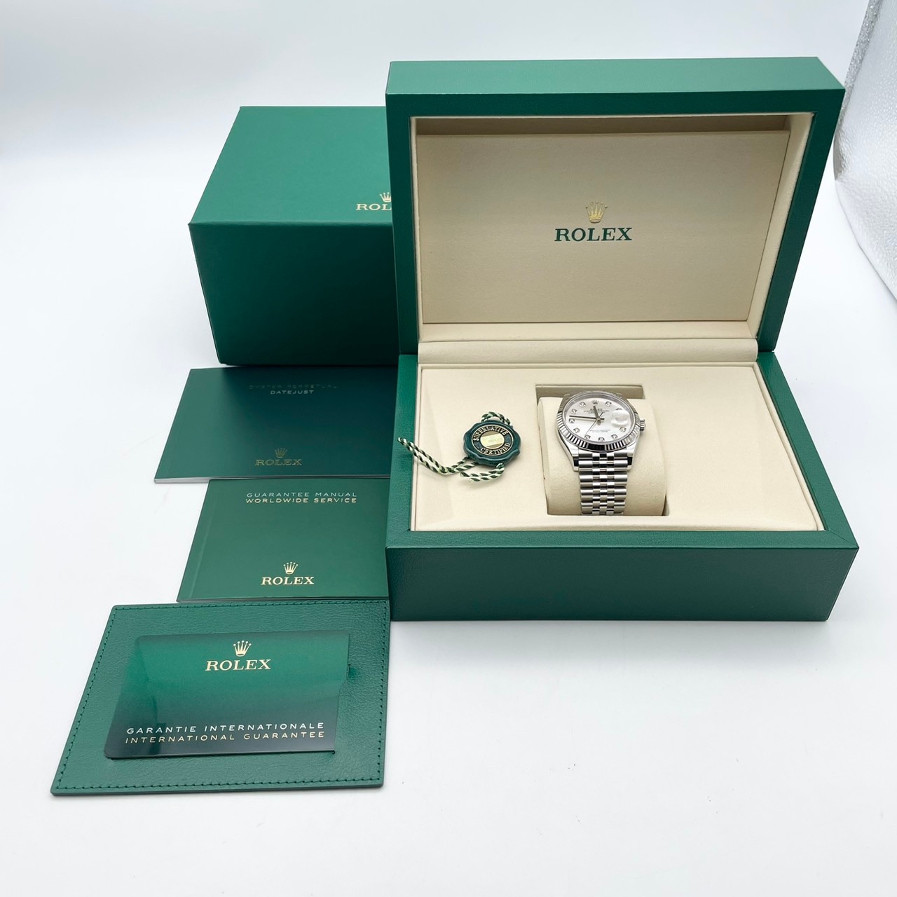 【保証書日付2026年1月！】 ロレックス デイトジャスト 126234NG ホワイトマザーオブパール ジュビリーブレス 36mm