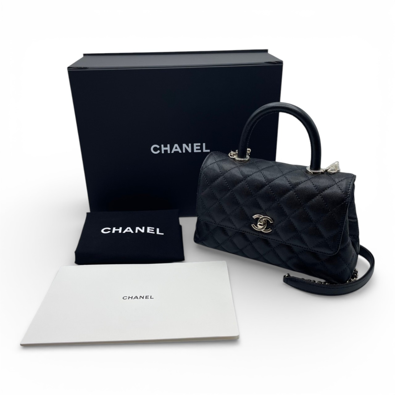 シャネル ココハンドル W24 ブラック キャビアスキン シャンパンゴールド金具