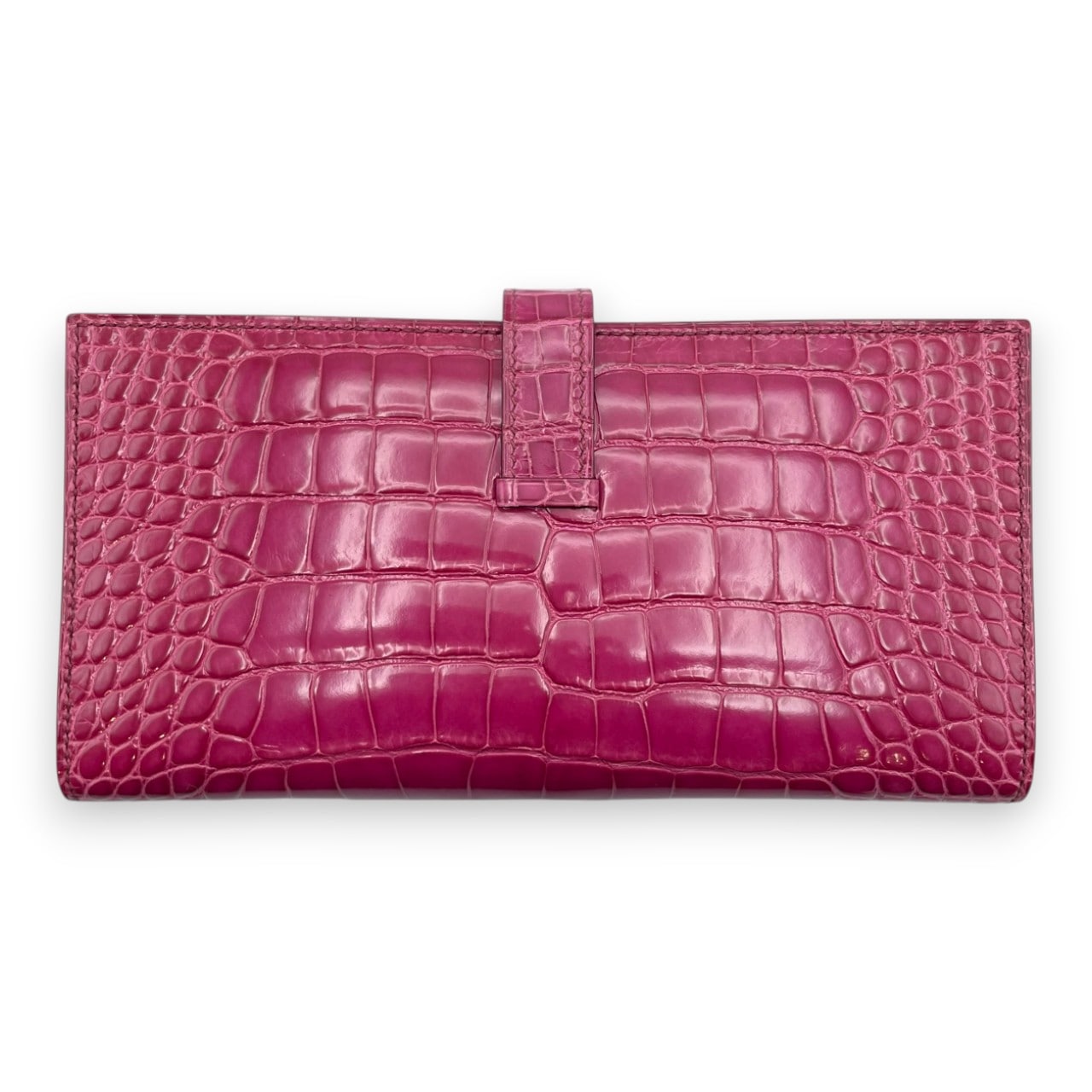 エルメス ベアンスフレ フューシャピンク アリゲーター ホワイトゴールド金具 □J刻印