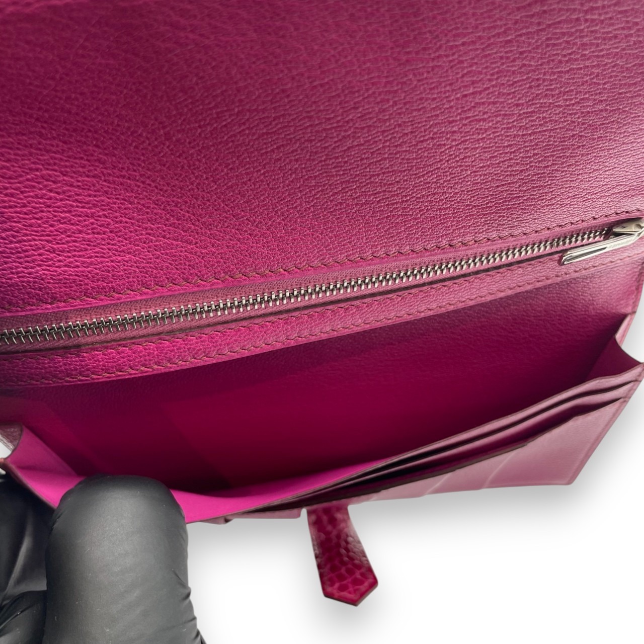 エルメス ベアンスフレ フューシャピンク アリゲーター ホワイト