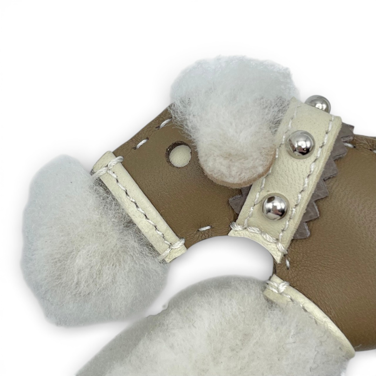 エルメス バディ パンク チャーム エトゥープ/クレ/エタン アニューミロ/メリノウール/エプソン シルバー金具 K刻印