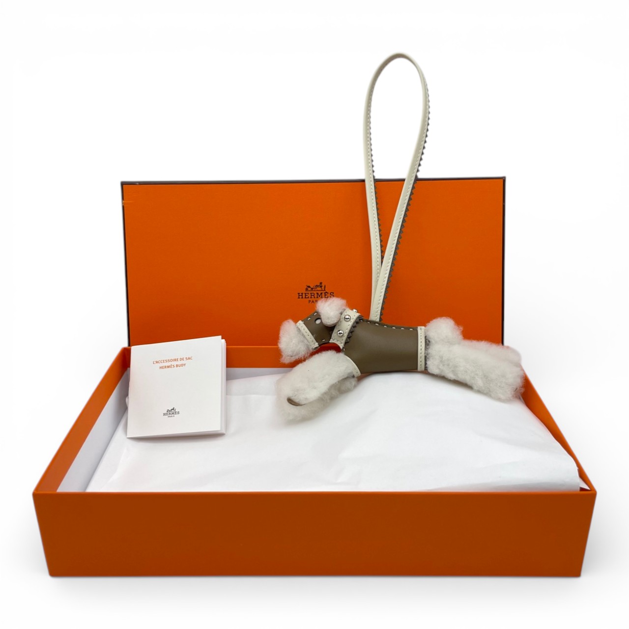 エルメス バディ パンク チャーム エトゥープ/クレ/エタン アニューミロ/メリノウール/エプソン シルバー金具 K刻印